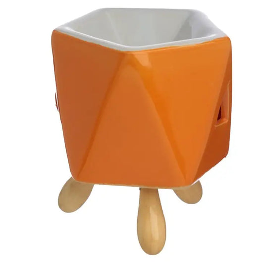 Bright Color Abstract with Wood Feet Ceramic Wax Warmer / Oil Burner